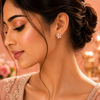 Peach n white flower studs